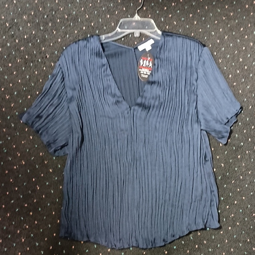 Vince Deep Blue Pleated Women's Blouse